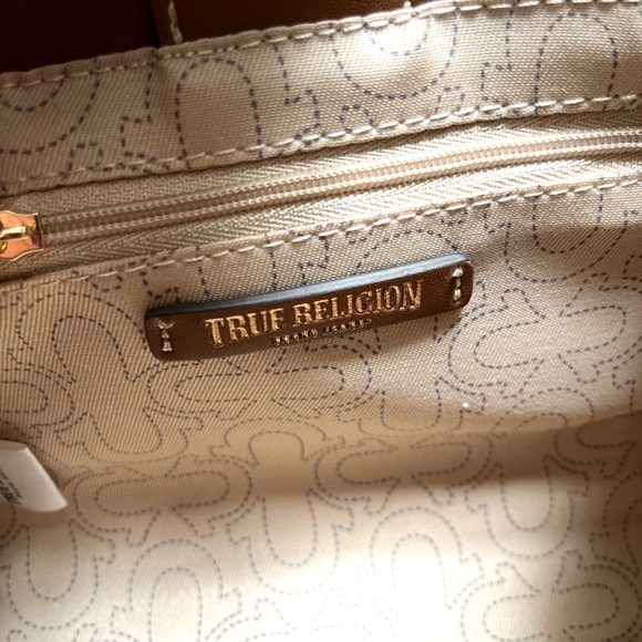 NWT Original TRUE RELIGION Dark Denim Horseshoe Mini Tote Crossbody Bag Studded - Picture 9 of 11